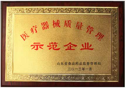 山東麻豆影视在线观看醫療器械質量管理示範企業榮譽證書